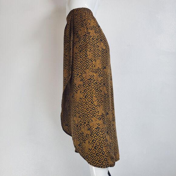 Vintage 80's Valerie Stevens 100% Silk Gold and Black Tulip Midi Skirt - Picture 2 of 7